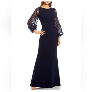 Eliza J Black Dress with Textured Sleeves